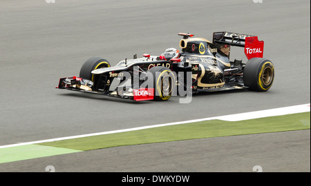 Kimi Raikkonen pilotant une Lotus Renault au Grand Prix britannique de Formule 1 2012, Silverstone, Northamptonshire, Angleterre, Royaume-Uni. Banque D'Images