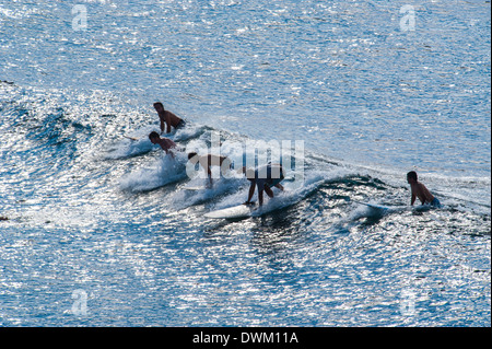 Surfeurs de la Parc de Hookipa Beach, Paai, Maui, Hawaï, États-Unis d'Amérique, du Pacifique Banque D'Images