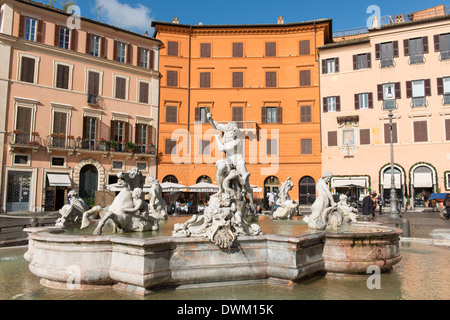 Fontaine de Neptune, Piazza Navona, Rome, Latium, Italie, Europe Banque D'Images