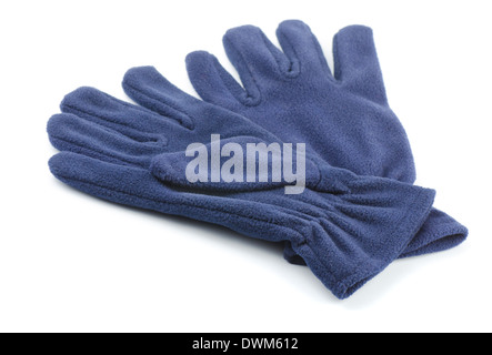 Paire de gants polaire isolated on white Banque D'Images