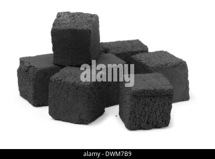 Groupe de cubes de charbon isolated on white Banque D'Images