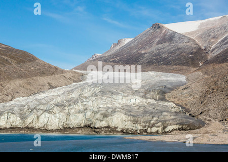 Les sommets enneigés et les glaciers en bras glacés, l'île de Baffin, Nunavut, Canada, Amérique du Nord Banque D'Images