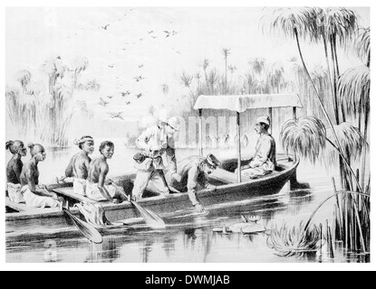 Livingstone et Stanley sur la Rusizi Banque D'Images