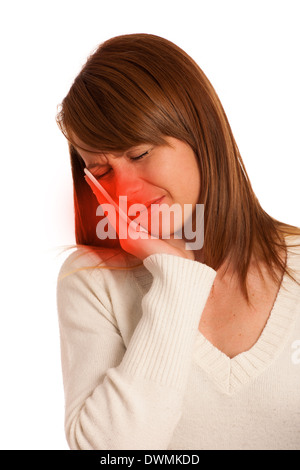 Jeune femme avec des dents Banque D'Images