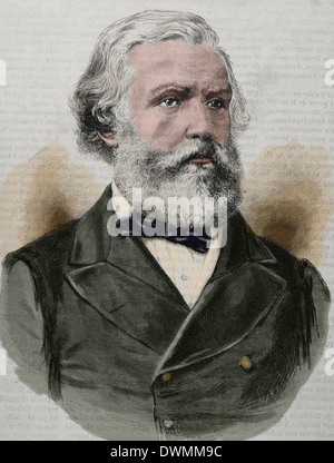 Austen Henry Layard (1817-1894). L'archéologue anglais. Connu comme l'excavatrice de Nimrud et de Ninive. La gravure. De couleur. Banque D'Images