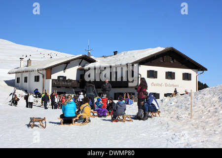 Restaurant, Unterhornhaus / Rittner Horn Corno del Renon, cols alpins Banque D'Images