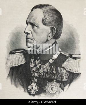 Helmunth von Moltke l'ancien (1800-1891). Le maréchal allemand. Gravure par Paul Lingua. L'illustration artistique, 1890. Banque D'Images