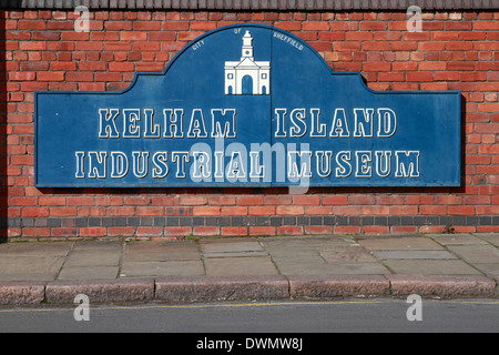 Kelham Island Museum industrielle signe, Sheffield, South Yorkshire, Angleterre, Royaume-Uni. Banque D'Images