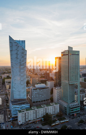 Vue sur la ville de palais de la Culture et des sciences, Varsovie, Pologne, Europe Banque D'Images