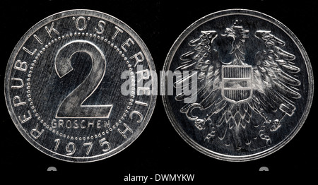 2 coin Groschen, armoiries, l'Autriche, 1975 Banque D'Images