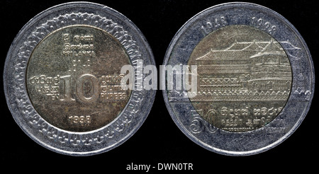 10 roupies pièce, Sri Lanka, 1998 Banque D'Images