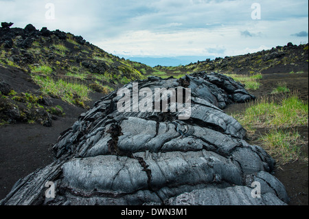 Lave froide après une éruption du volcan Tolbachik, du Kamtchatka, la Russie, l'Eurasie Banque D'Images