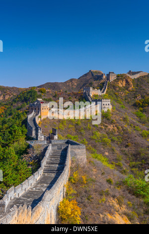 Grande Muraille de Chine, Site de l'UNESCO, datant de la dynastie Ming, Jinshanling, Luanping County, Province de Hebei, Chine Banque D'Images