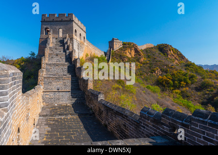 Grande Muraille de Chine, Site de l'UNESCO, datant de la dynastie Ming, Jinshanling, Luanping County, Province de Hebei, Chine Banque D'Images