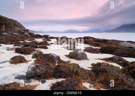 Un beau matin à l'ensemble du son de Taransay de Horgabost, Isle of Harris, îles Hébrides, Ecosse, Royaume-Uni Banque D'Images