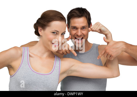 Close-up portrait of a happy fit young couple Banque D'Images