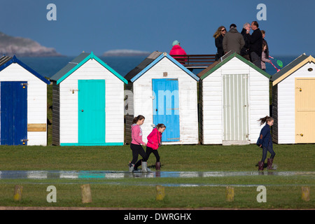 Broadsands ; cabines de plage, Devon, UK Banque D'Images