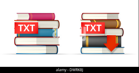 TXT books stacks icons Banque D'Images