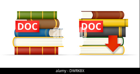 Format DOC books stacks icons Banque D'Images