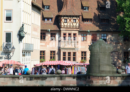 Allemagne, Bavière, Nuremberg, pont, rivière Pegnitz Banque D'Images