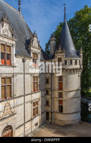 Le début du xvie siècle Gothic Chateau d'Azay-le-Rideau, dans la vallée de la Loire en France. Banque D'Images