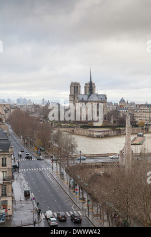 Notre Dame de Paris, vue de la terrasse de l'Institut du Monde Arabe, Paris, France Banque D'Images