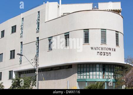 Bâtiment de style Bauhaus à Tel Aviv, Patrimoine de l 'La ville blanche' en photo 22.02.2014 Banque D'Images