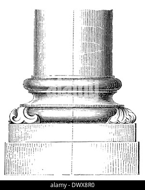 Base de colonne dans le cloître de l'abbaye Maria Laach, Eifel, Allemagne Banque D'Images