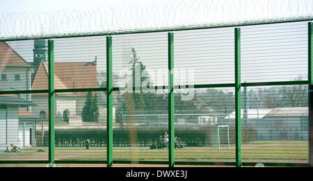 Les détenus de l'établissement correctionnel Landberg am Lech Landsberg, en Allemagne, le 14 mars 2014. La prison de Landsberg est l'une des deux installations possibles où Uli Hoeness pourrait effectuer sa peine. L'autre est Bernau am Chiemsee. Photo : SVEN HOPPE Banque D'Images