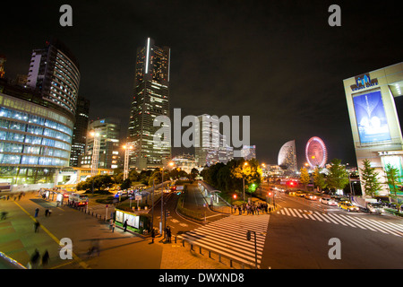 Nuit à Minato Mirai, Yokohama, Kanagawa, Japon Banque D'Images