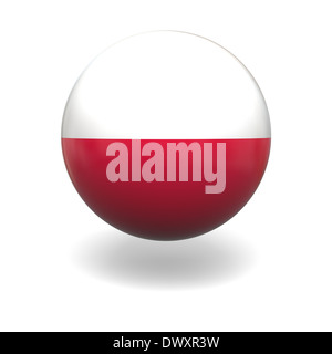 Drapeau national de la Pologne sur sphère isolé sur fond blanc Banque D'Images