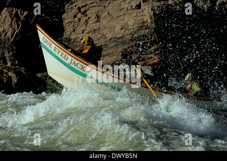 Grand Canyon Dory exécutant Lava Falls sur la rivière Colorado, dans le Parc National du Grand Canyon, Arizona Banque D'Images