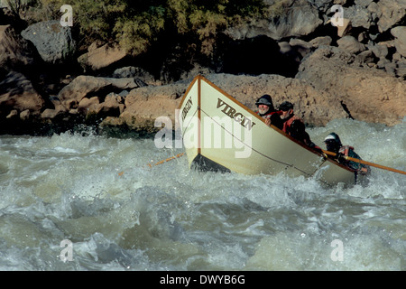 Grand Canyon Dory exécutant Lava Falls sur la rivière Colorado, dans le Parc National du Grand Canyon, Arizona Banque D'Images