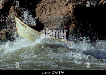 Grand Canyon Dory exécutant Lava Falls sur la rivière Colorado, dans le Parc National du Grand Canyon, Arizona Banque D'Images