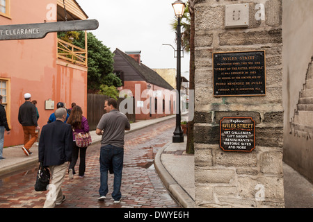 Aviles Street est représenté à Saint Augustine, Floride Banque D'Images