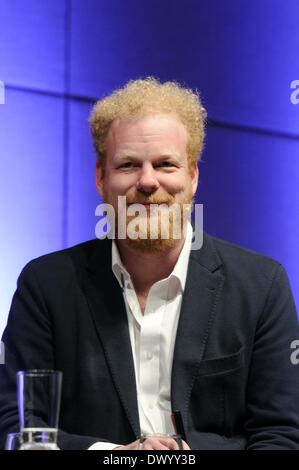 Cologne, Allemagne. 14Th Mar, 2014. L'économiste tchèque Tomas Sedlacek se lit à l'occasion de l'international literature festival allumé.Cologne à Cologne, Allemagne, 14 mars 2014. Photo : Horst Galuschka/dpa/Alamy Live News Banque D'Images