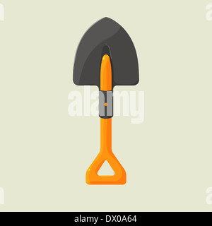 Cartoon pelle pour travailler dans le jardin avec poignée jaune Banque D'Images