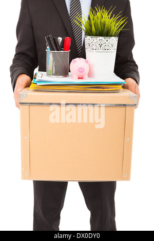 Businessman carrying a tiré fort en studio Banque D'Images