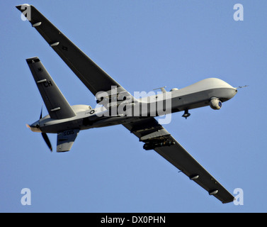 L'US Air Force MQ-9 Reaper drone dans l'air à Nellis Air Force Base le 10 novembre 2007 à Las Vegas, Nevada. Banque D'Images