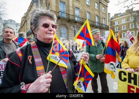 Tibet annuel de protestation pour la liberté d'occupation chinoise à Londres Banque D'Images