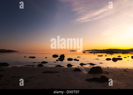 Coucher de soleil sur l'estuaire de Solway Banque D'Images