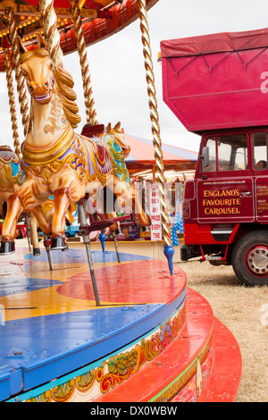 Screetons Gallopers et des forains Masham camion rallye vapeur UK Banque D'Images