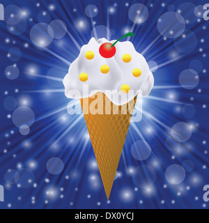 Illustration colorée avec de la crème glacée sur fond bleu pour votre conception Banque D'Images