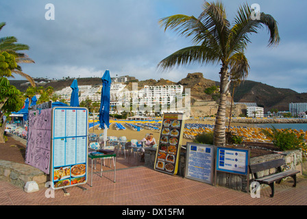 Restaurant de plage, Puerto Rico, Gran Canaria island, les îles Canaries, Espagne, Europe Banque D'Images