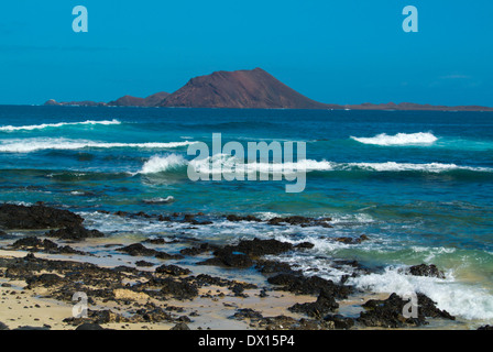 Isla de Lobos, île de loups, vu de Corralejo, Fuerteventura, Canary Islands, Spain, Europe Banque D'Images