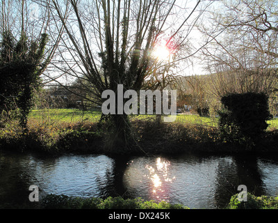 Dans la rivière Darent Shoreham Kent au début du printemps Banque D'Images