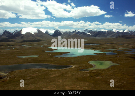 Les lacs glaciaires à Barskaun Barskoon (col), Terskey Ridge, Kirghizistan, Tian-shan Occidental Banque D'Images