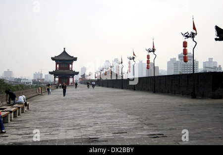 Le centre-ville de Xian, donnant sur le mur de la ville Banque D'Images