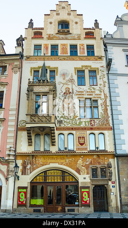 PRAGUE, RÉPUBLIQUE TCHÈQUE - SEP 07 : Les façades de maisons de la vieille ville le Sep 07, 2013 . Prague, République Tchèque Banque D'Images