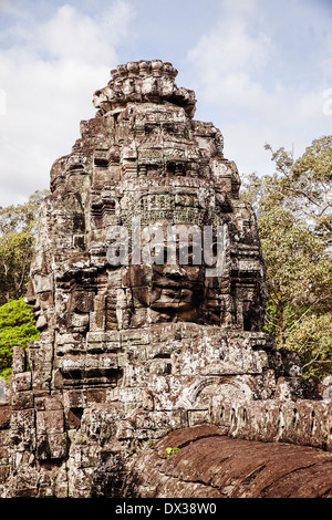 Détail face au temple Bayon Banque D'Images